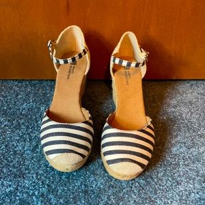 Blue and white striped heels